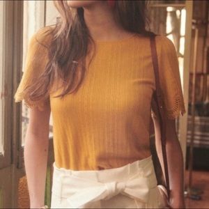 Cleo Ribbed Crochet Sleeve Lace Top